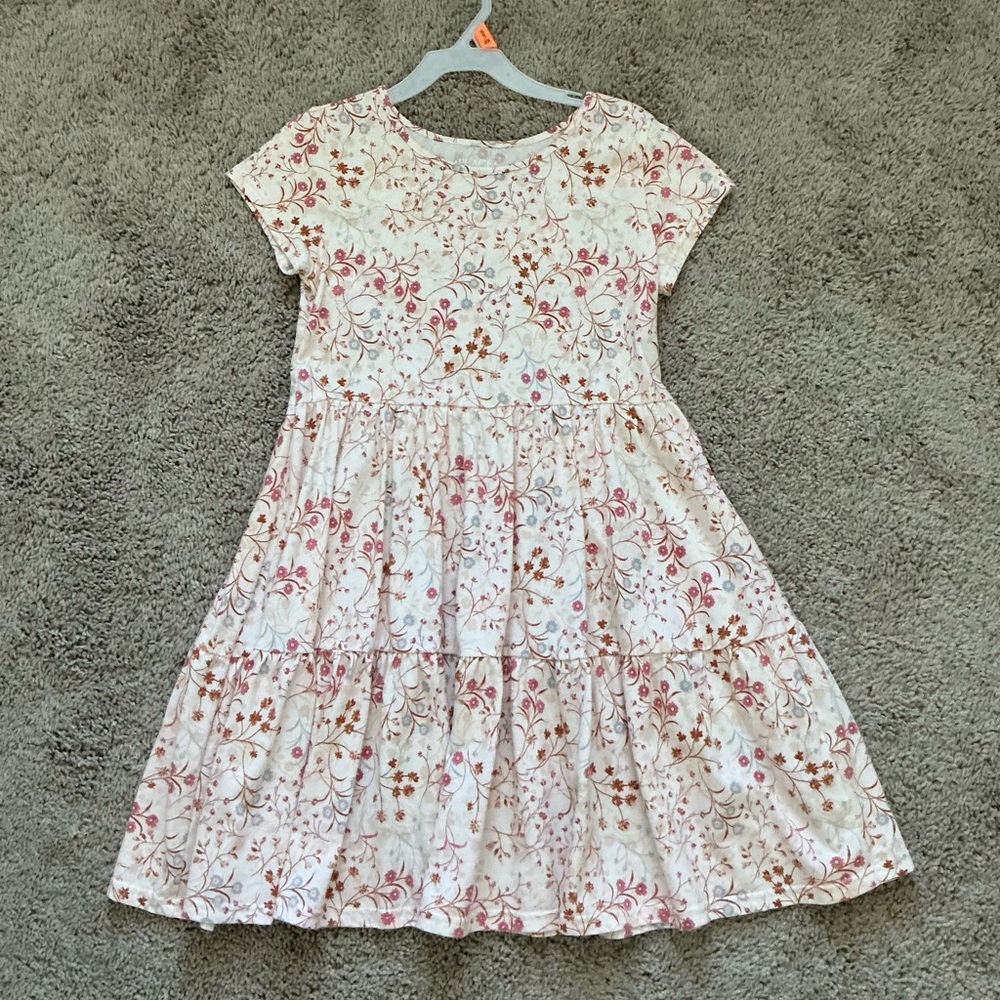 Floral Kids Dress - Pink and White Size 10
